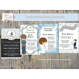 Kit Imprimible Editable De Invitación Primera Comunion Nene