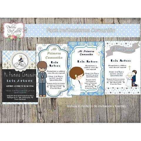 Kit Imprimible Editable De Invitación Primera Comunion Nene