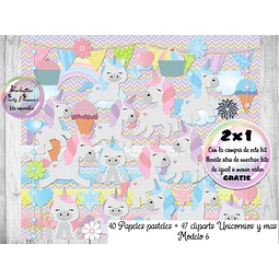 Papeles Fondos Digitales Unicornios Mod. 6 - Kit Imprimible
