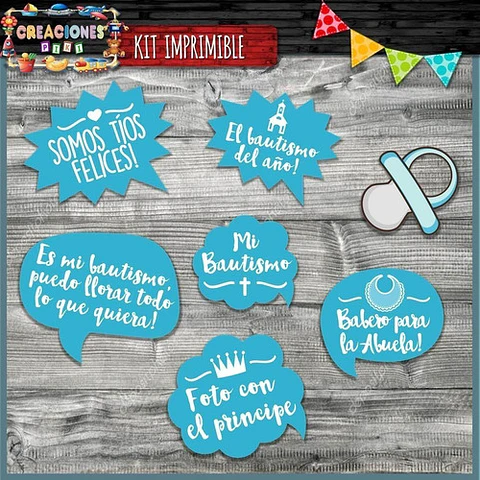 Kit Photo Booth Bautismo Nene Imprimible Frases Y Props