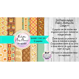 Papeles Digitales Fondos Shabby Chic Naranja Verde Otoño E12