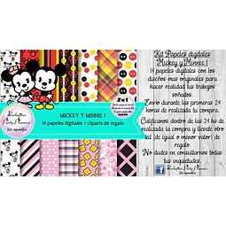 Papeles Fondos Digitales Mickey Y Minnie 1 Kit Imprimible