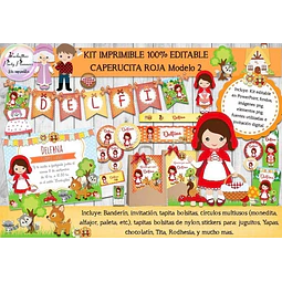 Kit Imprimible Candy Bar Caperucita Roja 2 - 100% Editable