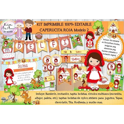 Kit Imprimible Candy Bar Caperucita Roja 2 - 100% Editable