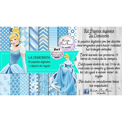 Papeles Fondos Digitales La Cenicienta Kit Imprimible