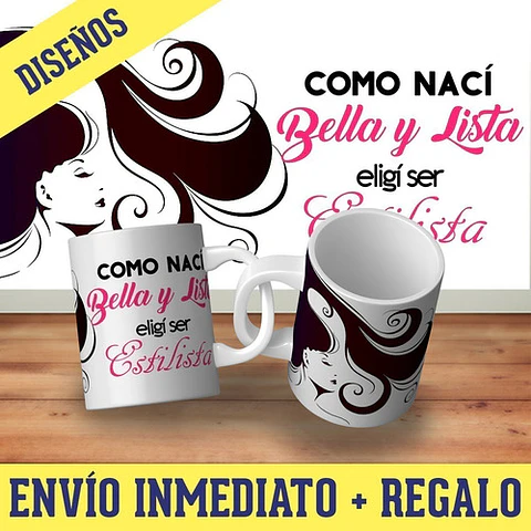 Kit Diseños Plantillas Tazas Profesión Estilista Sublimación