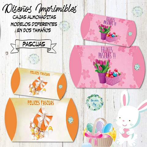 Kit Imprimible Cajas Almohaditas Pascuas