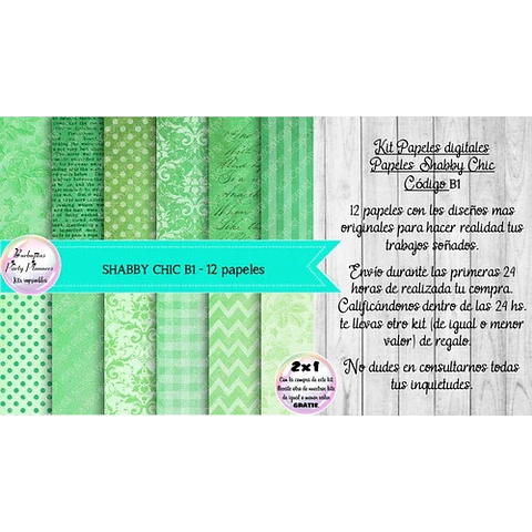 Papeles Digitales Fondos Shabby Chic Verde B1