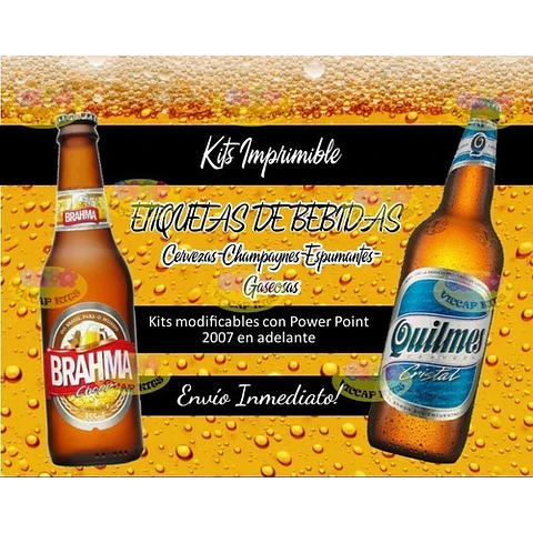 Kit Imprimible Etiquetas De Bebidas Editables Cerveza Vinos