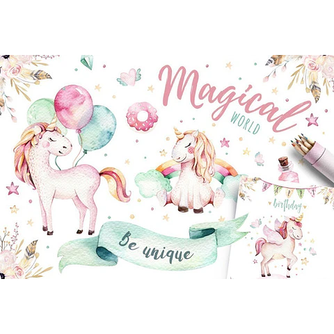 Cliparts Png Unicornios Magicos Acuarela Watercolor Pa39