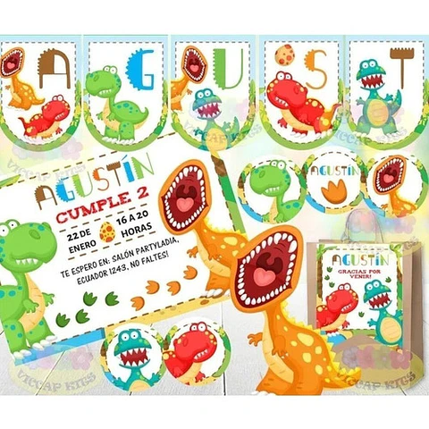 Kit Imprimible Dinosaurios Graciosos Con Candy Bar Editable