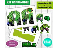 Kit Imprimible Letras 3d Editables El Increíble Hulk