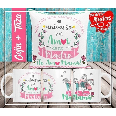 Plantillas Sublimación Almohadón Tazas - Día De La Madre