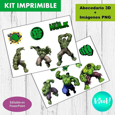 Kit Imprimible Letras 3d Editables El Increíble Hulk