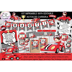 Kit Imprimible Candy Bar Autos De Carrera 100% Editable