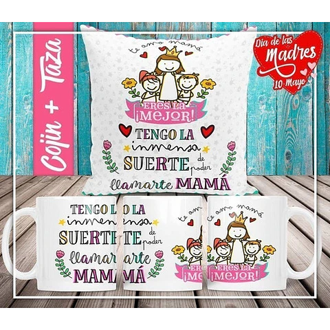 Plantillas Sublimación Almohadón Tazas - Día De La Madre