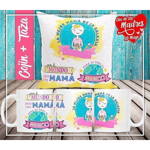 Plantillas Sublimación Almohadón Tazas - Día De La Madre
