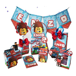 Kit Imprimible Roblox Cajitas Banderines Toppers