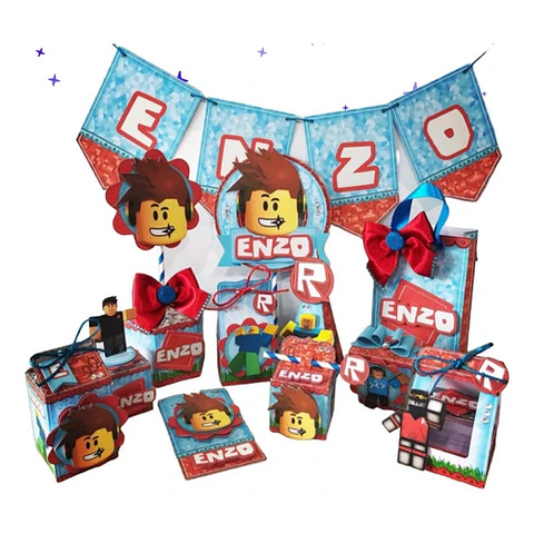 Kit Imprimible Roblox Cajitas Banderines Toppers