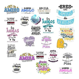 20 Vectores Frases Día Del Amigo Vinilos Sublimacion Tazas