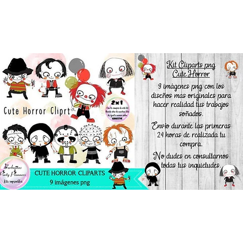 Cliparts Imagenes Png Cute Horror Films Kit Imprimible