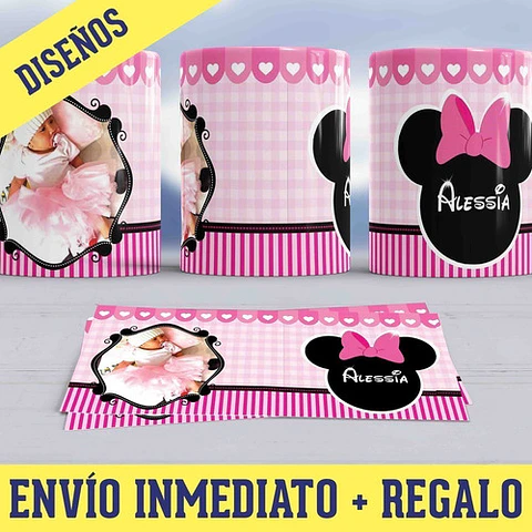 Kit Diseños Plantillas Tazas Bautismo Minnie Sublimación M2