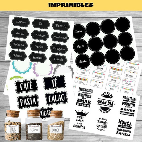 Kit Imprimible Etiquetas  Frascos Editables Especiero Cocina