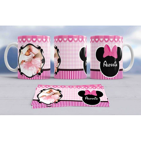 Kit Diseños Plantillas Tazas Bautismo Minnie Sublimación M2
