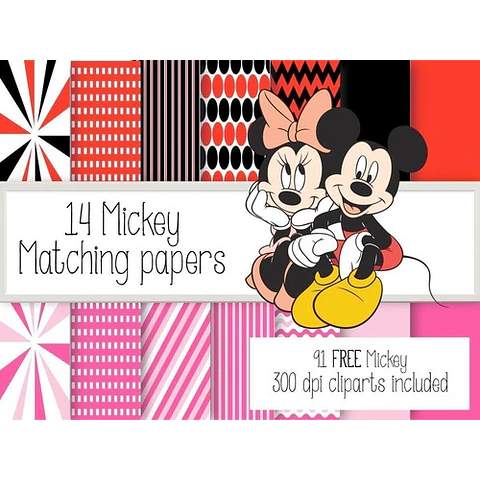 Kit Imprimible Mickey Y Sus Amigos 90 Clipart  14 Fondos.
