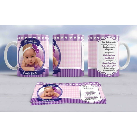 Kit Diseños Plantillas Tazas Bautismo Minnie Sublimación M2
