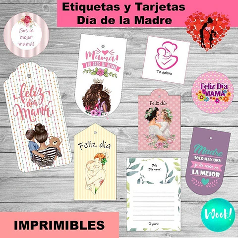Kit Imprimible Día De La Madre Tags, Circulos Y Tarjetas
