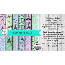 Papeles Digitales Shabby Chic Vintage Lila Y Verde Paris B63