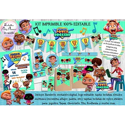 Kit Imprimible Editable Candy Bar Mini Beat Power Rockers 