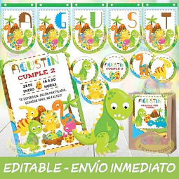 Kit Imprimible Dinosaurios Bebe Cumples Candy Bar Editable