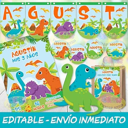 Kit Imprimible Dinosaurios Nene Cumples Candy Bar Editable