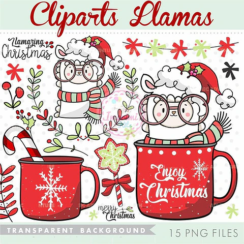 Kit Cliparts Llamas Navidad Imagenes Png Navideños #n110