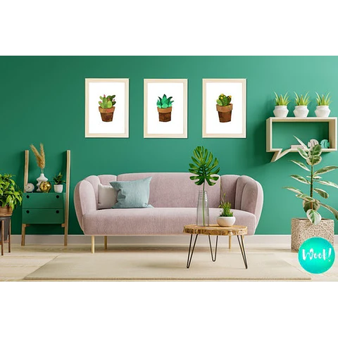 Kit Imprimible X 6 Láminas Para Cuadros De Cactus Acuarela