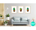 Kit Imprimible X 6 Láminas Para Cuadros De Cactus Acuarela