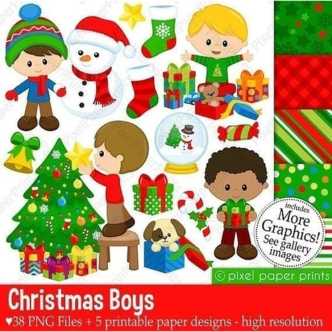 Kit Imprimible Navidad 11 - 47 Imágenes Png Y 5 Fondos