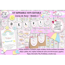 Kit Imprimible Candy Bar Lluvia De Amor Mod.2 100% Editable