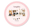 Banner Circular Imprimible Bosque Acuarela Rosa Tukit