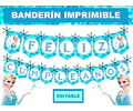 Banderín Imprimible Frozen Editable +  