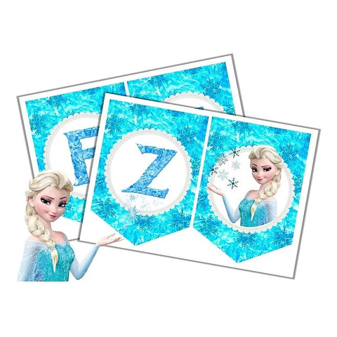 Banderín Imprimible Frozen Editable +  