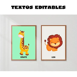 Kit Imprimible X 6 Láminas Editables Safari Animales