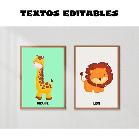 Kit Imprimible X 6 Láminas Editables Safari Animales