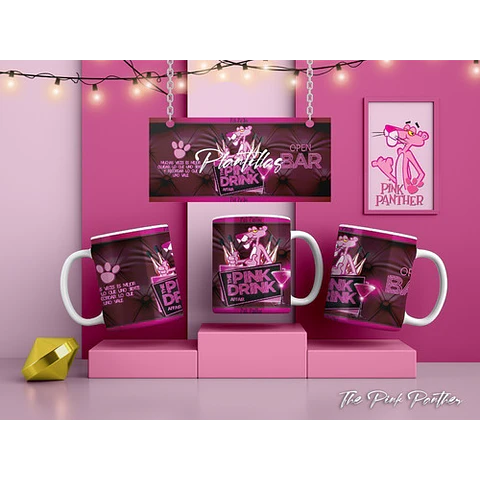 Kit Diseños Plantillas P/ Tazas La Pantera Rosa Sublimación 