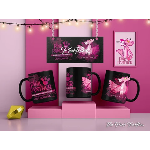 Kit Diseños Plantillas P/ Tazas La Pantera Rosa Sublimación 
