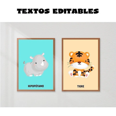 Kit Imprimible X 6 Láminas Editables Safari Animales
