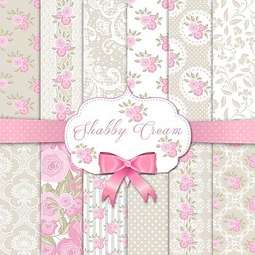 Kit Imprimible Shabby Cream 12 Fondos