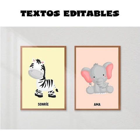Kit Imprimible X 6 Láminas Editables Safari Animales